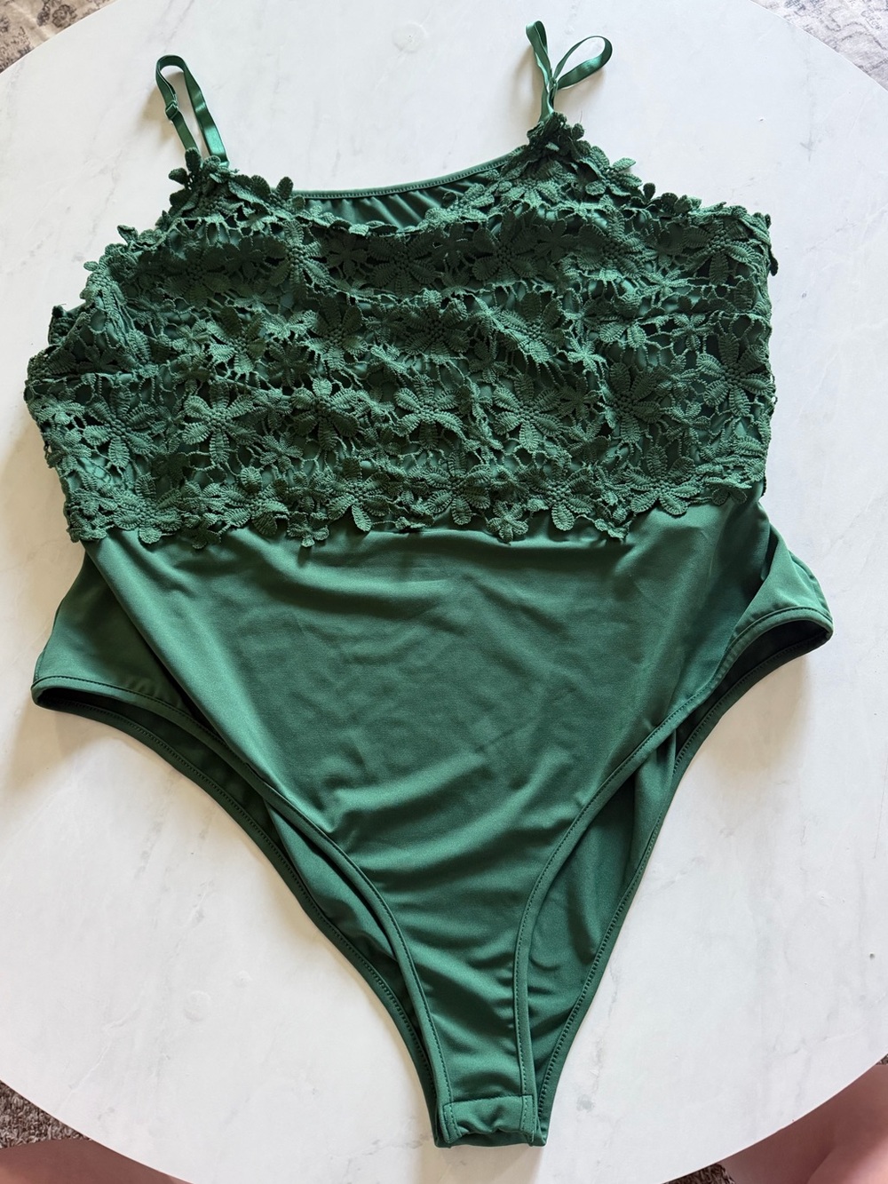 Dark Green Floral Bodysuit